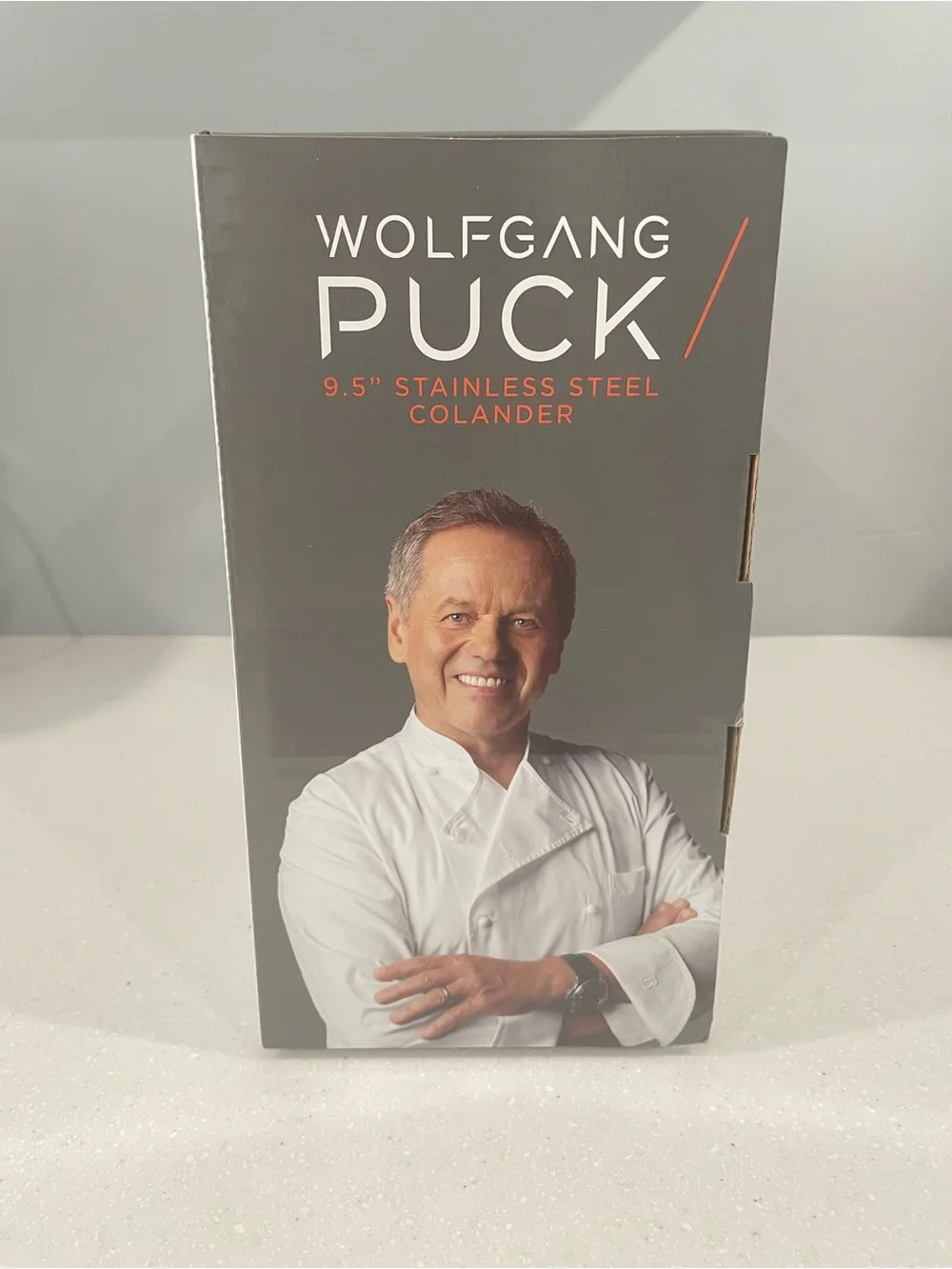 Wolfgang Puck 9.5” Stainless Steel Colander with Gold Handles – New in Box